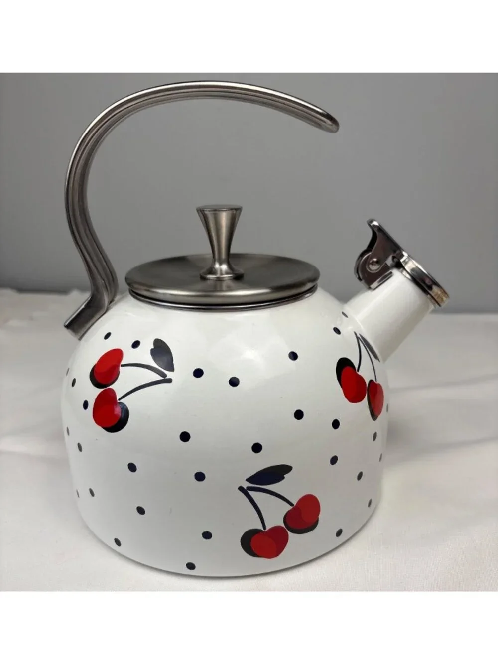 Kate Spade New York Lenox Cherry Dot Teapot Stainless Steel Handle Whimsical